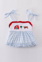 Blue farm embroidery tiered dress - ARIA KIDS