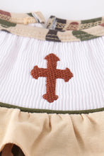 Camouflage easter cross embroidery smocked girl set - ARIA KIDS
