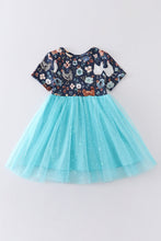 Floral chicken print sequin tulle dress