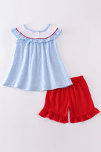 Blue swiss dot flag embroidery set - ARIA KIDS
