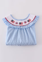 Blue swiss dot flag embroidery set - ARIA KIDS