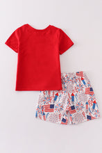 Red Patriotic flag embroidery boy set
