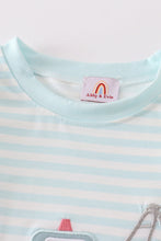 Blue stripe crane truck applique top - ARIA KIDS