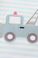 Blue stripe crane truck applique top - ARIA KIDS