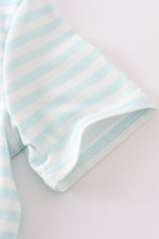 Blue stripe crane truck applique top - ARIA KIDS