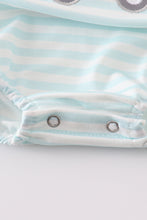 Blue stripe crane truck applique bubble - ARIA KIDS