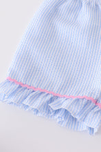 Blue seersucker whale embroidery set - ARIA KIDS