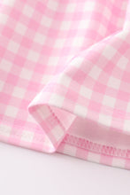 Pink tractor embroidery plaid girl set - ARIA KIDS