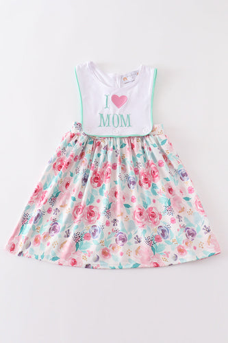 Floral I love mom embroidery dress - ARIA KIDS