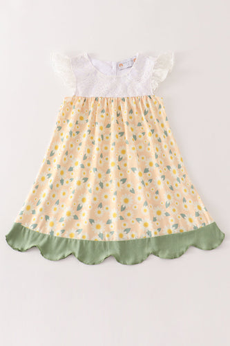 Yellow floral lace dress - ARIA KIDS