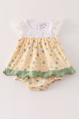 Yellow floral lace bubble - ARIA KIDS