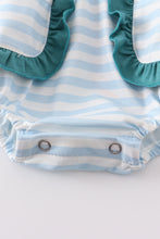 Blue stripe cow embroidery girl bubble - ARIA KIDS