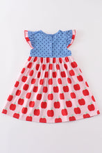 Blue apple dot ruffle dress - ARIA KIDS