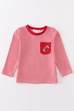 Red stripe football embroidery top - ARIA KIDS