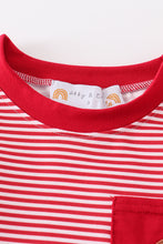 Red stripe football embroidery top - ARIA KIDS