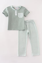 Sage plaid pocket boy set - ARIA KIDS