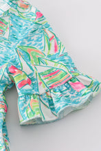 Teal sailboat serenity print mom&me tiered dress - ARIA KIDS