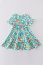 Teal sailboat serenity print mom&me tiered dress - ARIA KIDS