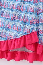 Blue sailboat serenade print mom&me dress - ARIA KIDS