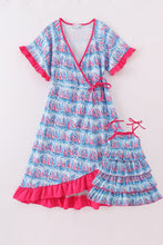 Blue sailboat serenade print mom&me dress - ARIA KIDS