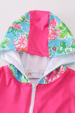 Pink floral character print girl cover up - ARIA KIDS