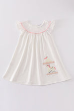Pink carousel applique girl dress - ARIA KIDS