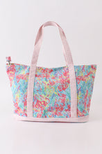 Green floral plaid tote bag - ARIA KIDS