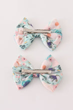 Green garden serenity print girl piggie hair bow - ARIA KIDS