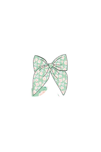 Green floral print girl sailor bow - ARIA KIDS