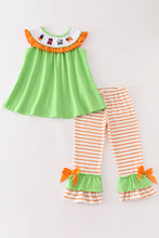 Green halloween cat embroidery girl set - ARIA KIDS