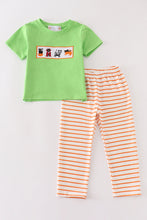 Green halloween cat embroidery boy set - ARIA KIDS