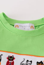 Green halloween cat embroidery boy set - ARIA KIDS