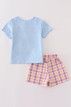 Blue halloween witch dog embroidery boy shorts set - ARIA KIDS