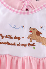 Pink puppy embroidery girl dress - ARIA KIDS
