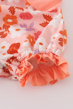 Pumpkin floral print bow girl bubble - ARIA KIDS