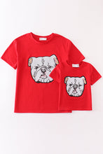 Red geogia bulldog sequin mom&me top - ARIA KIDS