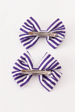 Purple stripe piggie hair bow - ARIA KIDS