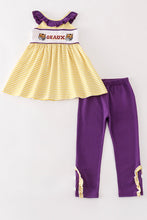 Purple gold stripe GEAUX embroidery girl set - ARIA KIDS