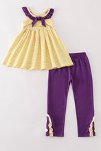 Purple gold stripe GEAUX embroidery girl set - ARIA KIDS