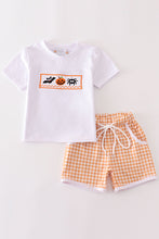 Orange halloween embroidery plaid boy set - ARIA KIDS