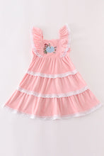 Pink velvet pumpkin embroidery tiered dress - ARIA KIDS