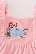 Pink velvet pumpkin embroidery tiered dress - ARIA KIDS
