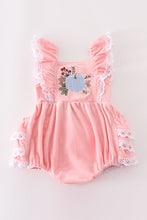 Pink velvet pumpkin embroidery ruffle girl bubble - ARIA KIDS