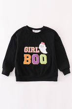 Black halloween MOM&GIRL BOO chenille patch top - ARIA KIDS