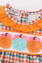 Pumpkin french knot gingham girl bubble - ARIA KIDS