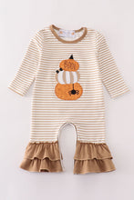 Khaki stripe pumpkin glitter girl romper - ARIA KIDS