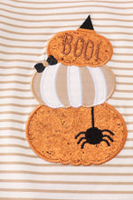Khaki stripe pumpkin glitter girl romper - ARIA KIDS