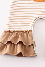 Khaki stripe pumpkin glitter girl romper - ARIA KIDS