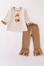 Khaki stripe pumpkin glitter girl pants set - ARIA KIDS