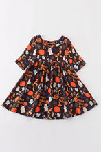 Black halloween pumpkin twirl dress - ARIA KIDS